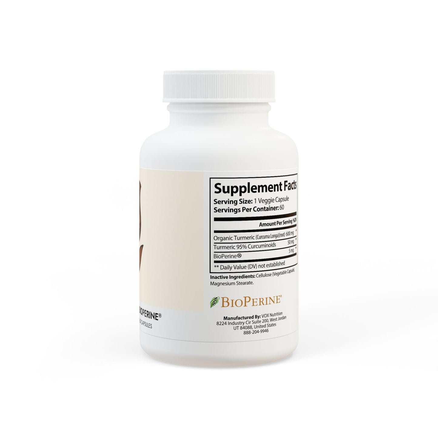 Turmeric with BioPerine® (Black Pepper Fruit Extract) Supplement (60 Capsules)