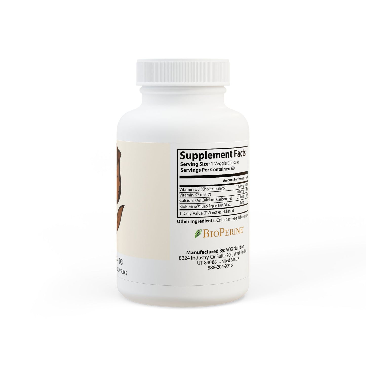 Vitamin K2 + D3 Supplement (60 Capsules)