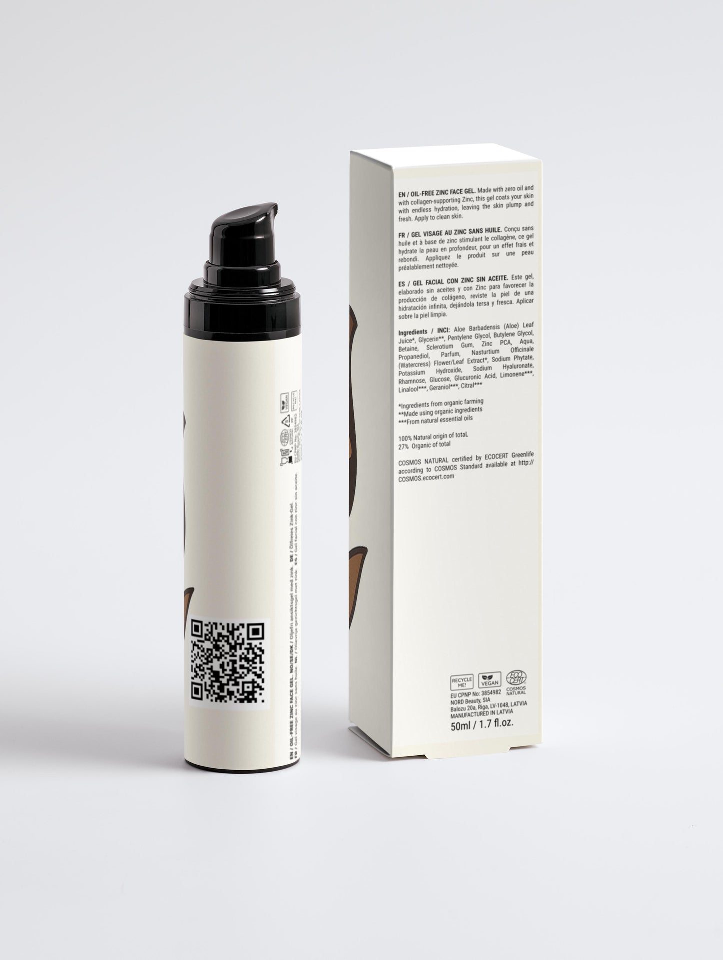 Oil-Free Zinc Face Gel for Men [ day / night ] use after cleanser and toner